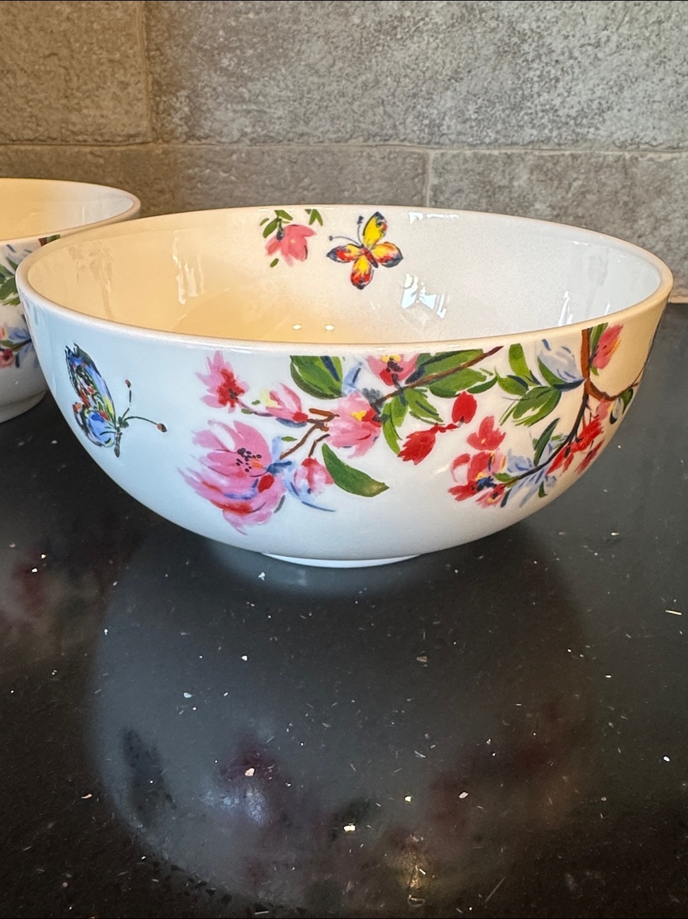 Set of 2 Mikasa Butterfly Garden Floral Bone China Soup/Cereal Bowls